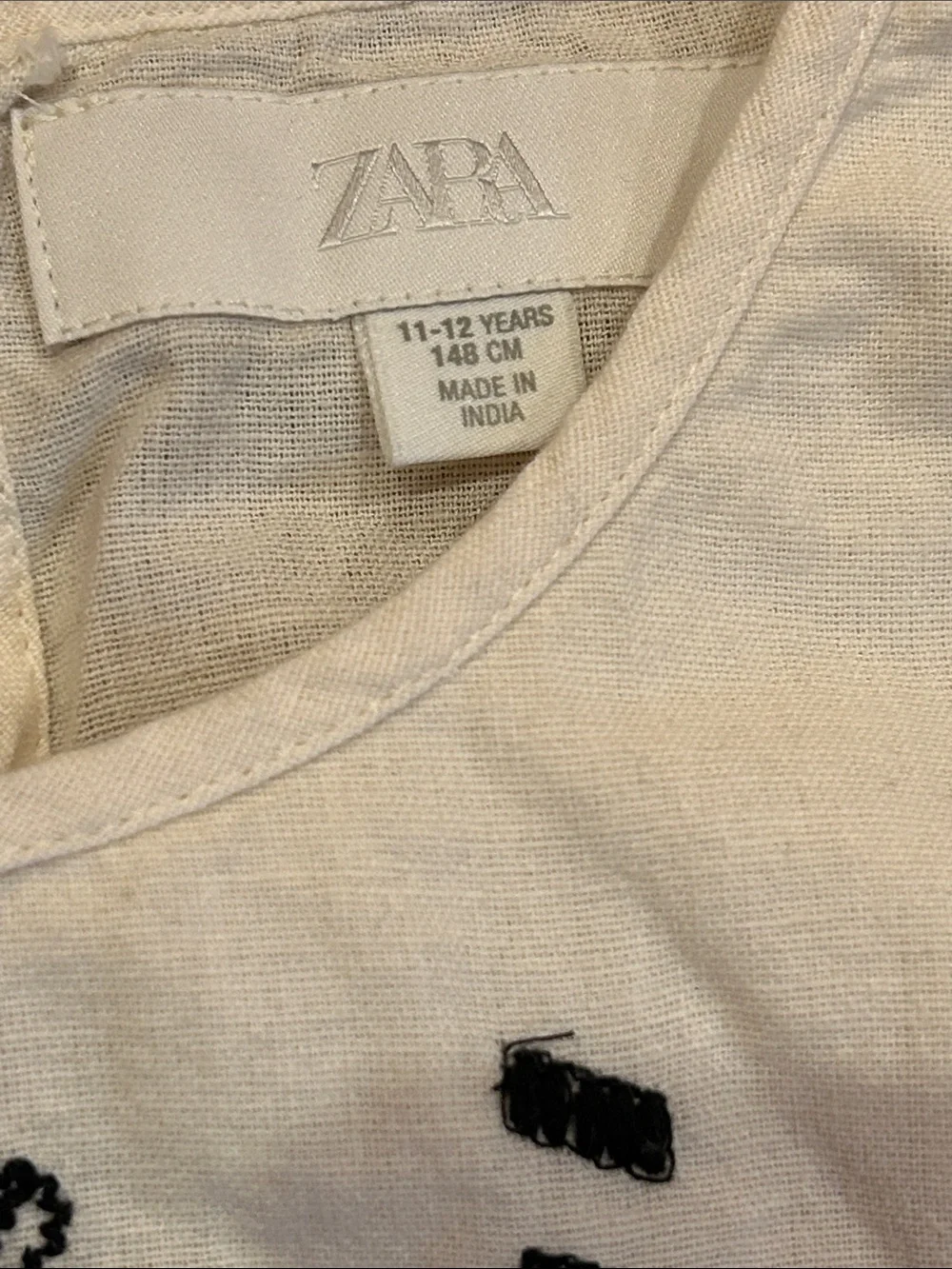 Zara Cream and Black Embroidered Set